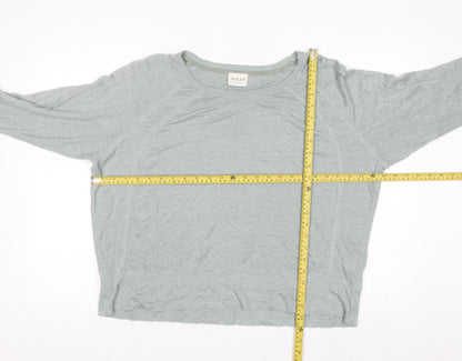 Wrap London Womens Grey Linen Long Sleeve Relaxed T-Shirt Size 16