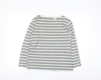 Levi's Women's Grey Striped Long Sleeve Basic Cotton T-Shirt S