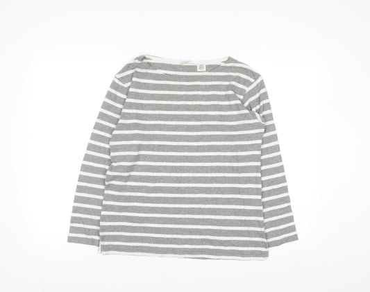 Levi's Women's Grey Striped Long Sleeve Basic Cotton T-Shirt S