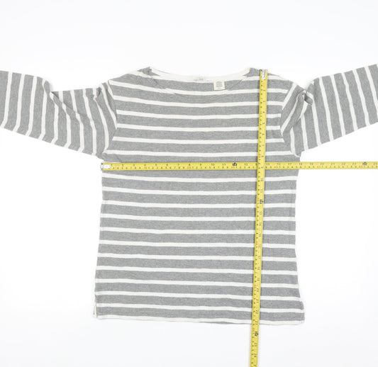 Levi's Women's Grey Striped Long Sleeve Basic Cotton T-Shirt S