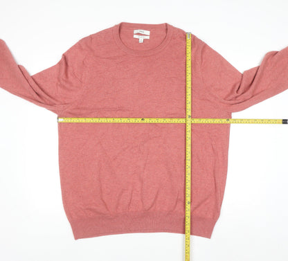 Marks and Spencer Men's Pink 2XL Cotton Crew Neck Jumper