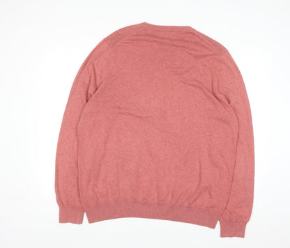 Marks and Spencer Men's Pink 2XL Cotton Crew Neck Jumper