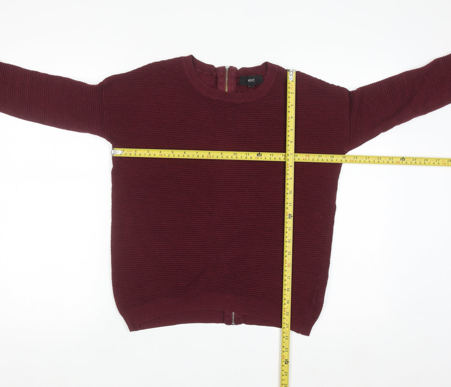 Next Women's Red Full Zip Cotton Knit Jumper Size 8