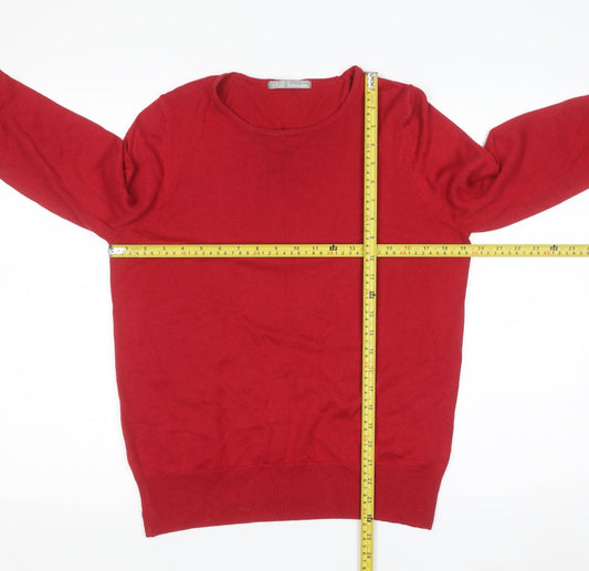 Marks and Spencer Women Red Crew Neck Long Sleeve Pullover Jumper Size 14