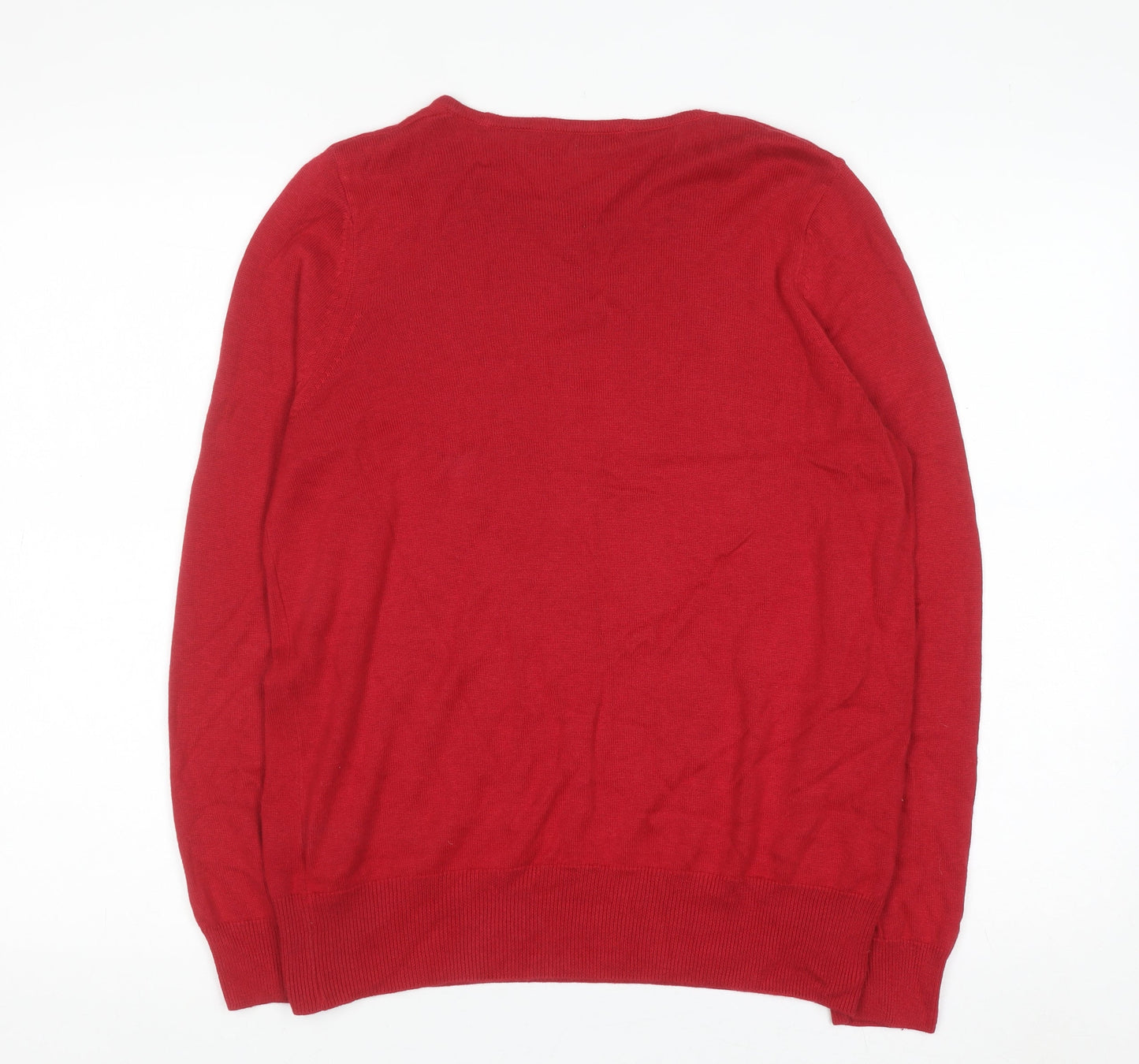 Marks and Spencer Women Red Crew Neck Long Sleeve Pullover Jumper Size 14