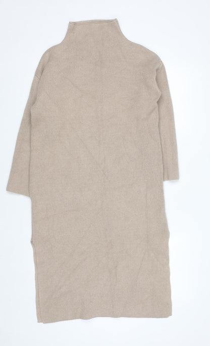 Elenza by L&L Women’s Beige High Neck Long Sleeve Knit Tunic Jumper One Size
