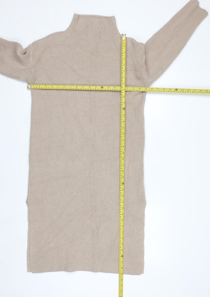 Elenza by L&L Women’s Beige High Neck Long Sleeve Knit Tunic Jumper One Size