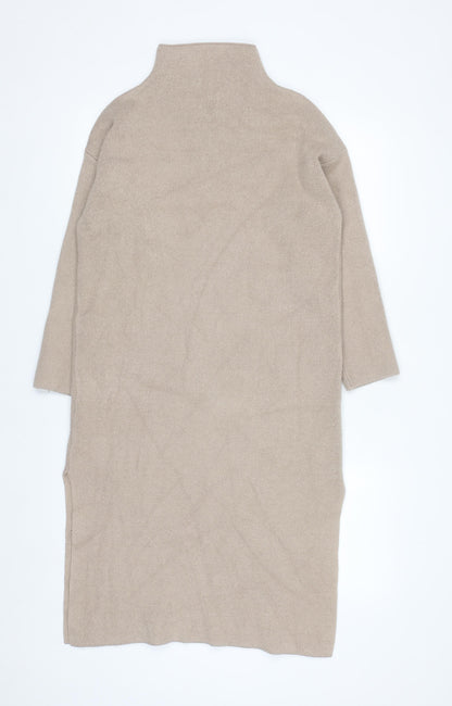 Elenza by L&L Women’s Beige High Neck Long Sleeve Knit Tunic Jumper One Size