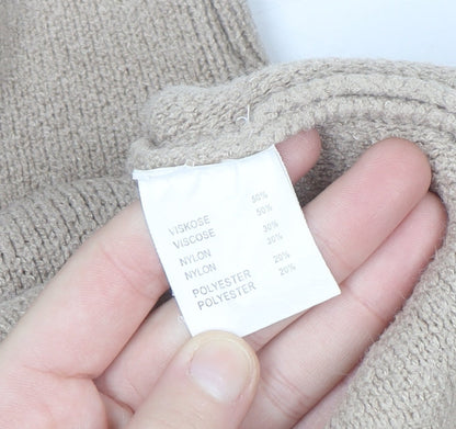 Elenza by L&L Women’s Beige High Neck Long Sleeve Knit Tunic Jumper One Size