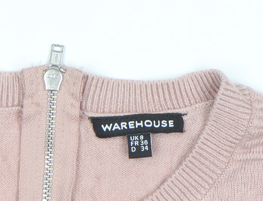 Warehouse Women’s Pink Crew Neck Pullover Jumper UK 8