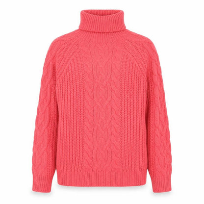 Papaya Women’s Pink Roll Neck Cable Knit Jumper Size S