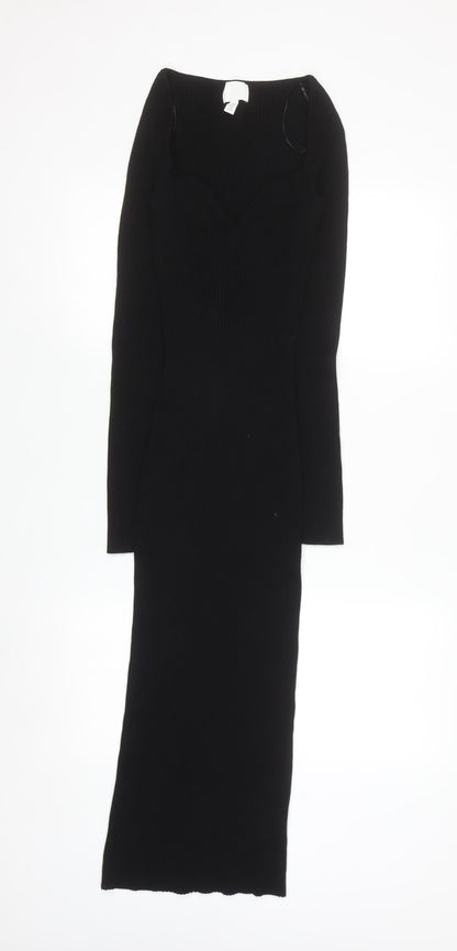H&M Women’s Black Bodycon Long Sleeve Midi Dress S
