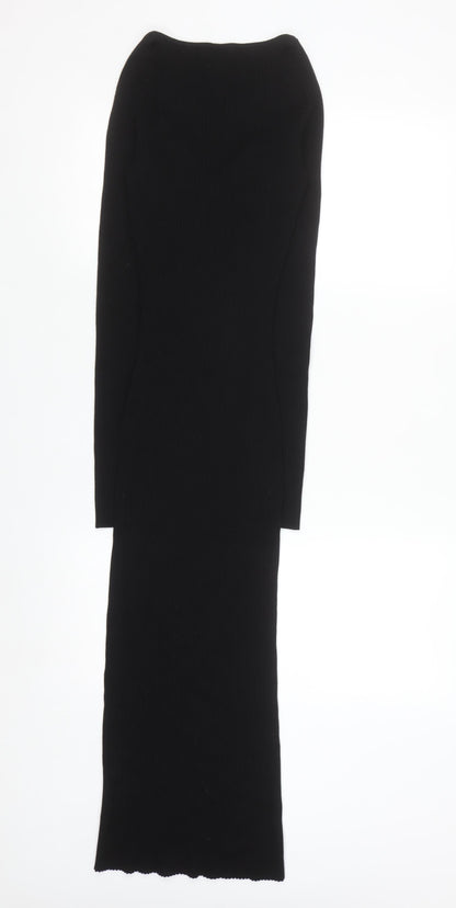 H&M Women’s Black Bodycon Long Sleeve Midi Dress S