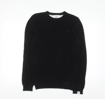 Old Harry Men's Black Cotton Crew Neck Chunky Pullover Jumper XS