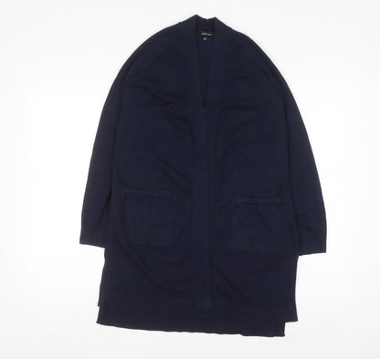 Verve Ami Women's Blue Longline Cardigan Size S Knit Open Front Pockets