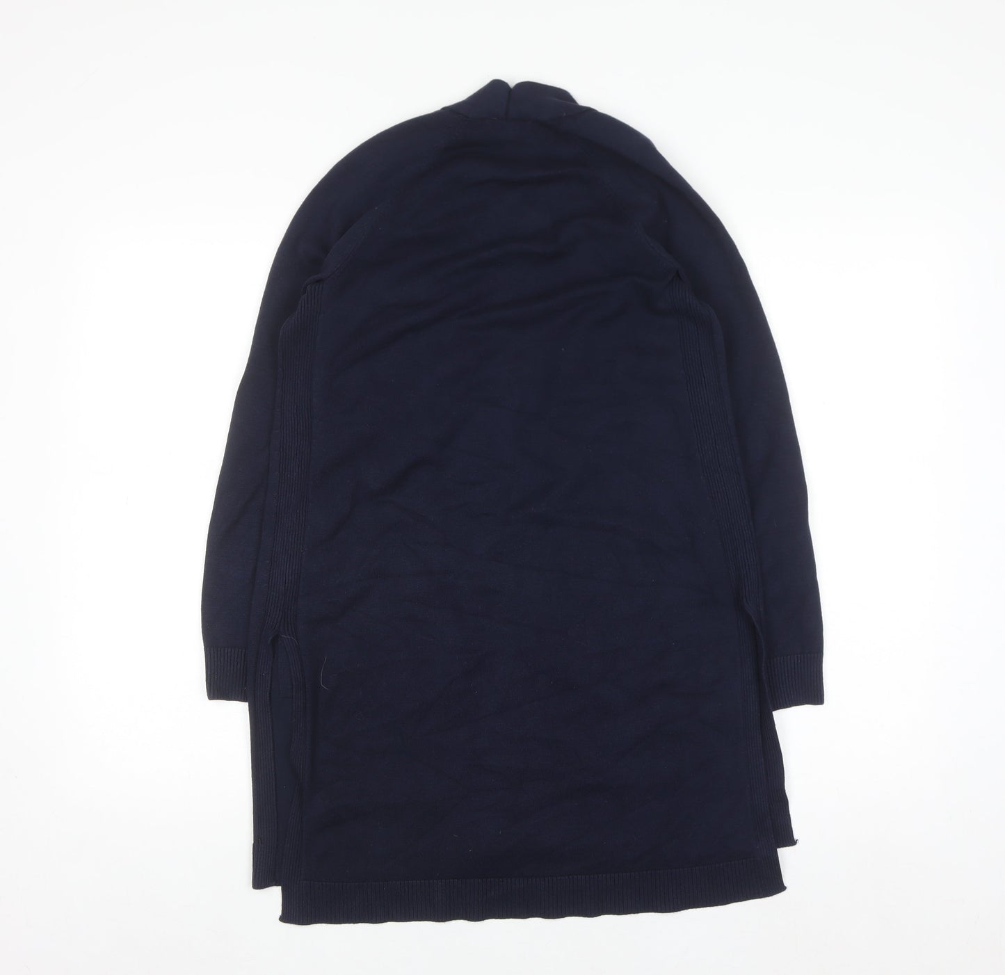 Verve Ami Women's Blue Longline Cardigan Size S Knit Open Front Pockets