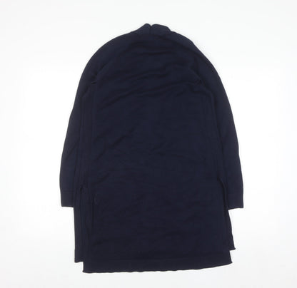Verve Ami Women's Blue Longline Cardigan Size S Knit Open Front Pockets