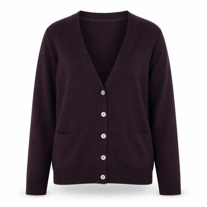 FatFace Womens Purple Wool Blend Cardigan UK 10 Long Sleeve V-Neck