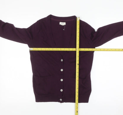 Fat Face Womens Purple Wool Blend Cardigan UK 10 Long Sleeve V-Neck