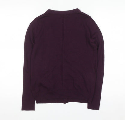 Fat Face Womens Purple Wool Blend Cardigan UK 10 Long Sleeve V-Neck