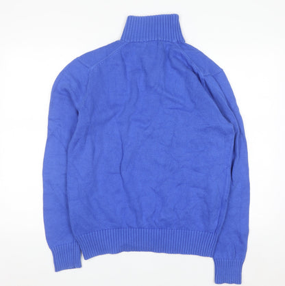 Polo Ralph Lauren Men's Blue Wool Henley Jumper Medium