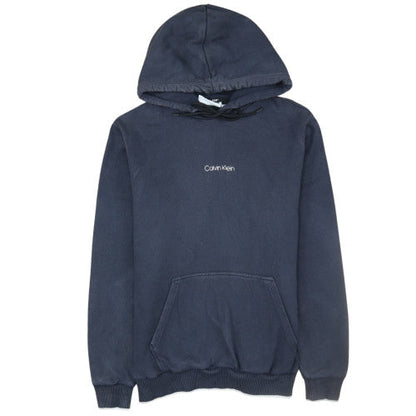 Calvin Klein Men's Blue Pullover Hoodie Size M Logo Fleece