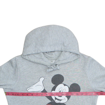 Disney Womens Grey Mickey Hoodie XS Pullover Hooded Sweatshirt