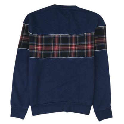 Levi's Women Navy Blue Tartan Logo Pullover Sweatshirt Size S