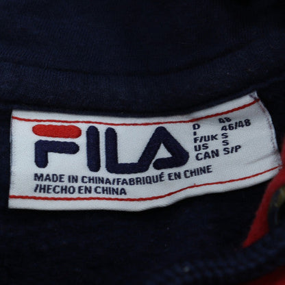 FILA Women's Navy Red Colourblock Hoodie Size S Pullover Cotton Blend