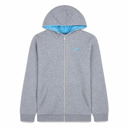 Nike Boys Grey Full Zip Hoodie Size 12-13 Years Lined Hooded Sweatshirt