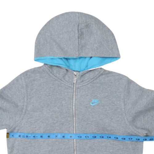 Nike Boys Grey Full Zip Hoodie Size 12-13 Years Lined Hooded Sweatshirt