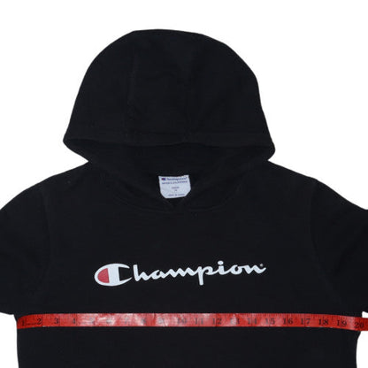 Champion Boys Black Pullover Hoodie Size 14 Youth Cotton Blend Authentic Logo