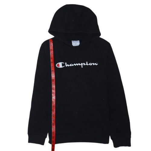 Champion Boys Black Pullover Hoodie Size 14 Youth Cotton Blend Authentic Logo