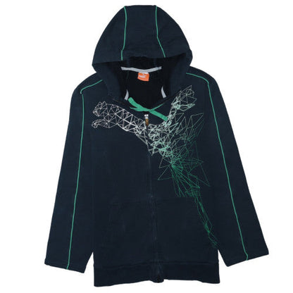 Puma Men's Black Full Zip Hoodie L Sports Graphic Hooded Sweatshirt