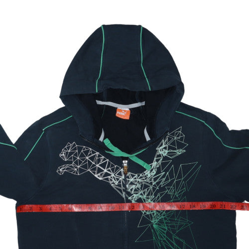 Puma Men's Black Full Zip Hoodie L Sports Graphic Hooded Sweatshirt