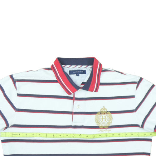 Tommy Hilfiger Men's White Striped Polo Shirt Size L Classic Fit