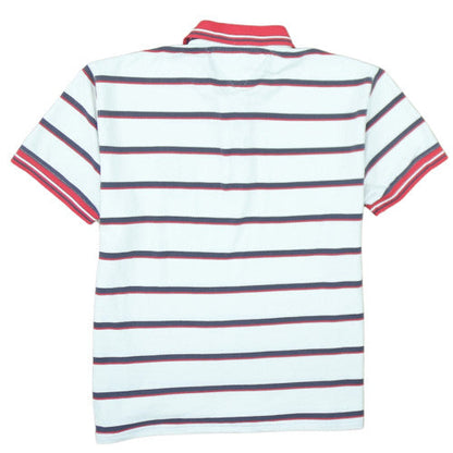 Tommy Hilfiger Men's White Striped Polo Shirt Size L Classic Fit