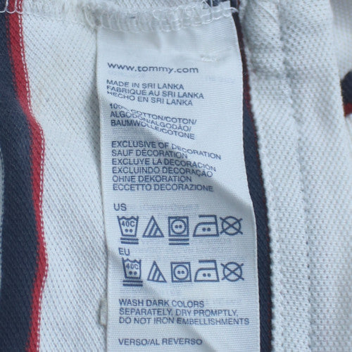 Tommy Hilfiger Men's White Striped Polo Shirt Size L Classic Fit