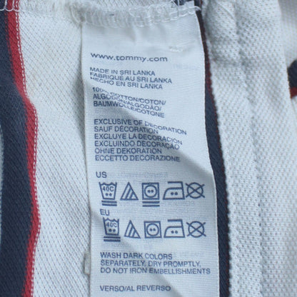 Tommy Hilfiger Men's White Striped Polo Shirt Size L Classic Fit