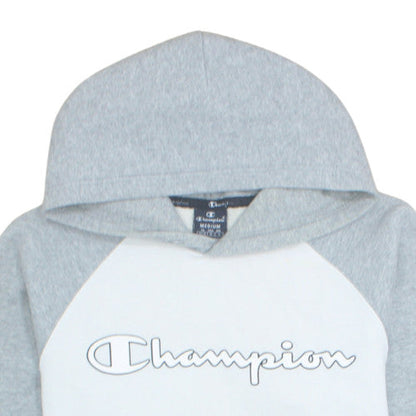 Champion Men’s Grey Pullover Hoodie Medium Fleece Logo Sweatshirt