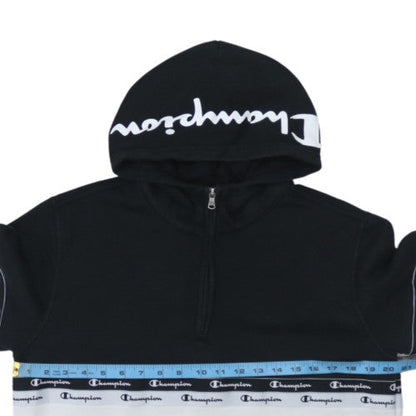 Champion Men's Black & White 1/2 Zip Hoodie Medium Logo Pullover Sweatshirt