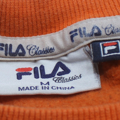 Fila Classics Orange Crew Neck Sweatshirt Womens Medium Cotton Blend