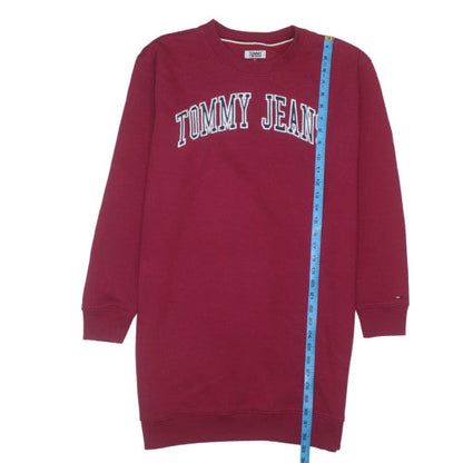 Tommy Jeans Womens Red Pullover Sweatshirt M Logo Cotton Blend