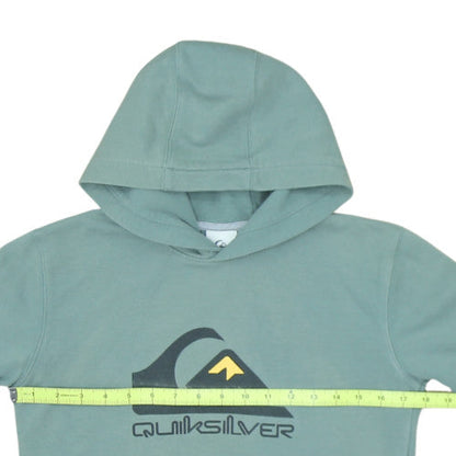 Quiksilver Mens Green Pullover Hoodie Medium Graphic Logo Cotton Blend