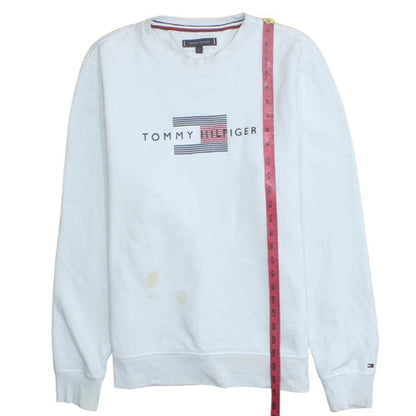 Tommy Hilfiger Mens White L Pullover Sweatshirt Classic Logo