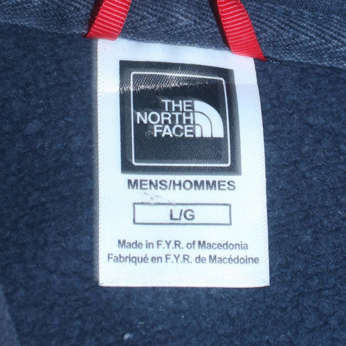 The North Face Mens Blue Pullover Hoodie L Fleece Cotton Sweatshirt