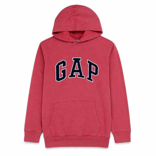 Gap Women’s Red Pullover Hoodie L Cotton Logo Casual Sweatshirt