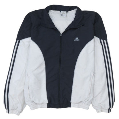 Adidas Mens Black White L Track Jacket Windbreaker Full Zip Activewear