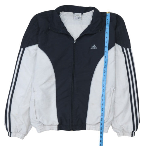 Adidas Mens Black White L Track Jacket Windbreaker Full Zip Activewear