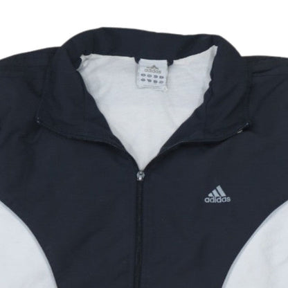 Adidas Mens Black White L Track Jacket Windbreaker Full Zip Activewear